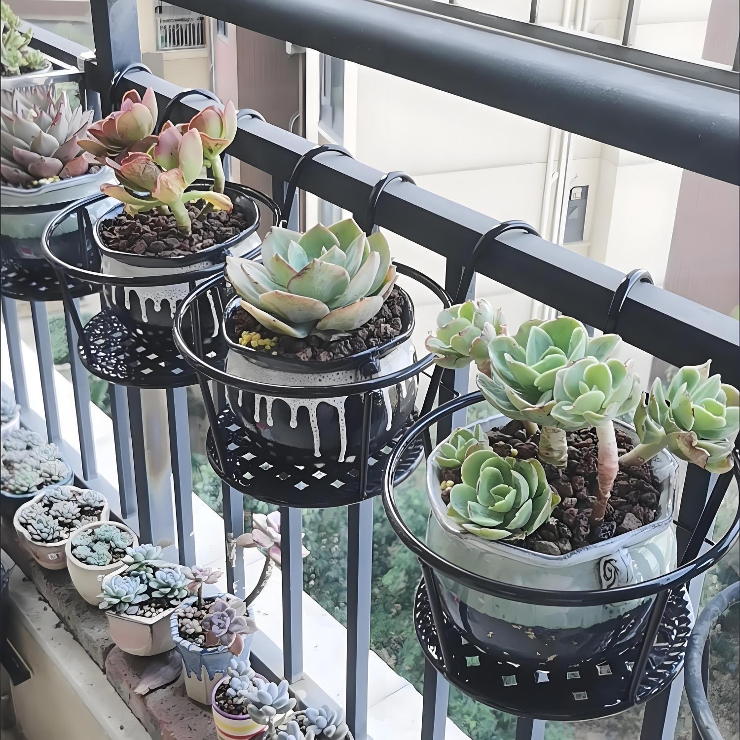 Spider Plant Hanging - 단조 철제 발코니 걸이형 화분/식물 스탠드