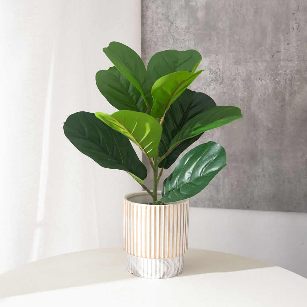 38cm 9 포크 인공 Ficus 식물 플라스틱 반얀  - Ficus Lyrata Tree 리뷰 및 가격